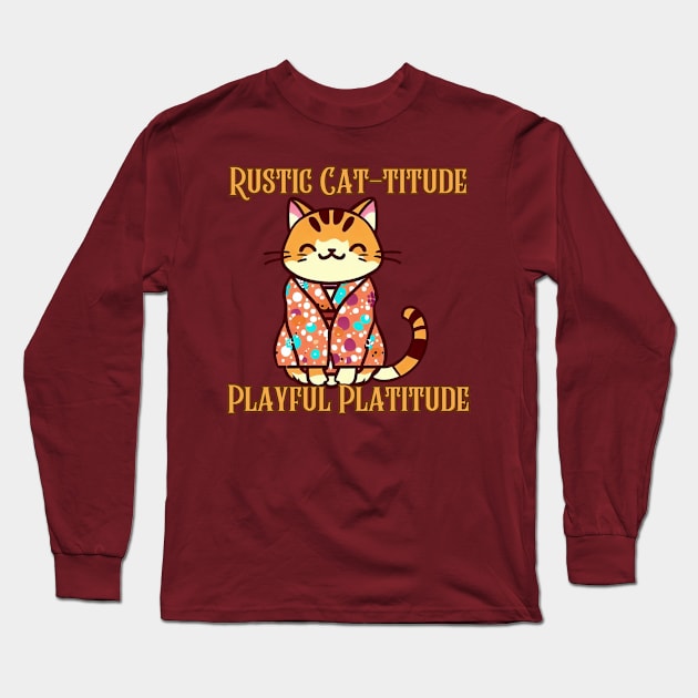 Cattitude playful kitty Long Sleeve T-Shirt by Japanese Fever